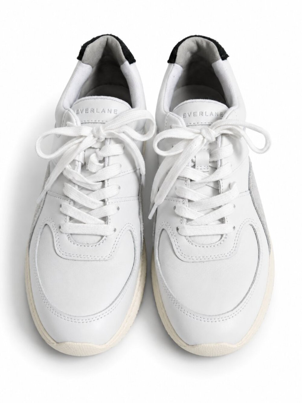 Everlane White Leather Sneaker Gray Suede Panel Women's Size 8 EUC